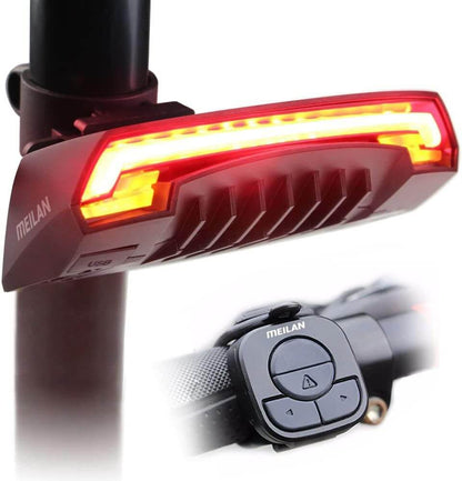 MEILAN Bicycle Taillights Smart Bike Tail Light with Turn Signals and Automatic Brake Light Wireless Remote Control USB Rechargeable