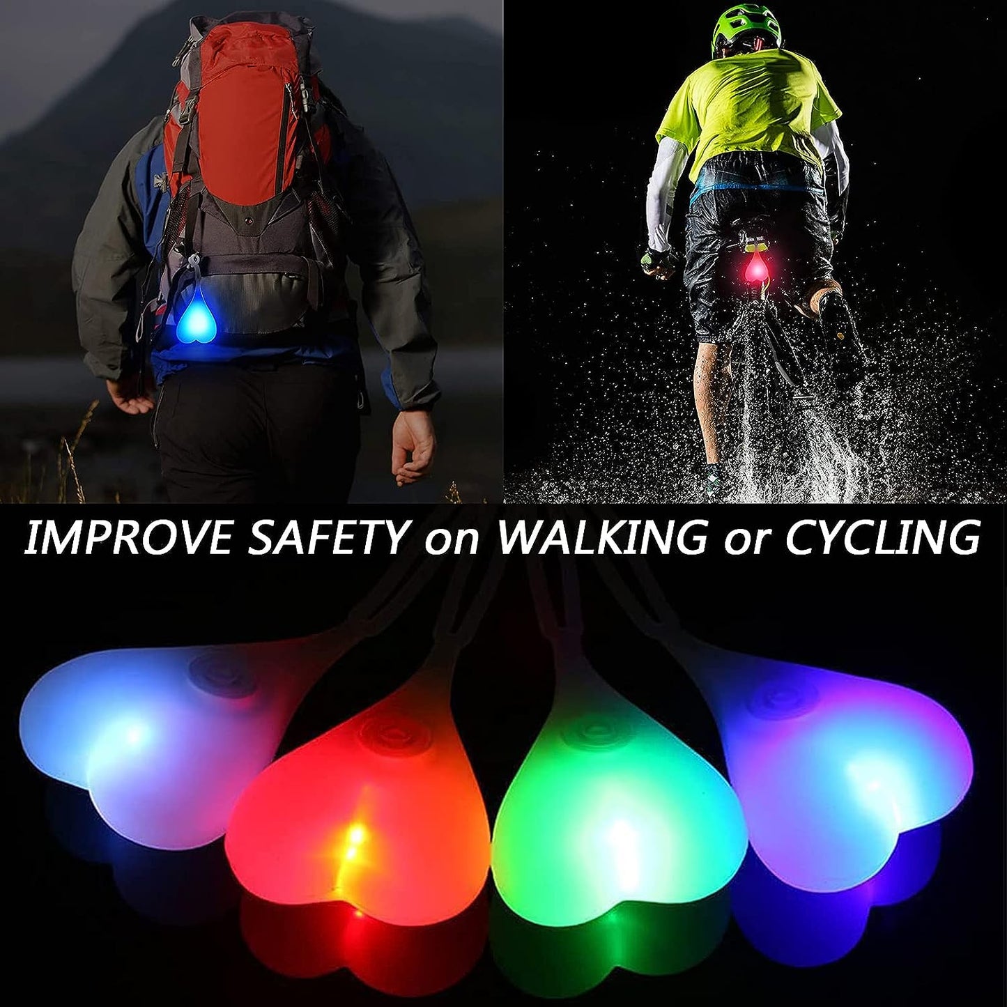 Bicycle Light Riding Waterproof LED Lamp Silicone Bike Back Rear Taillight Heart Ball Safety Warning Light Cycling Parts