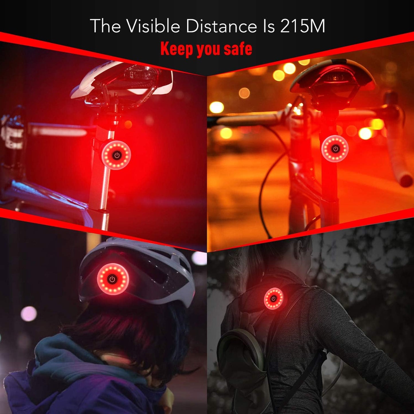 LED Bike Light Cycling Taillight - Daffodil LEC500 - USB Rechargeable Bright Red LED Light 5 Modes Visible 200 Meters, up to 56 Hours Battery - Mount on Bike, Helmet, Waterproof