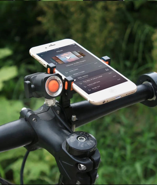 Bicycle phone holder with LED lamp Lightweight Shockproof Rechargeable Powerful Flashlight