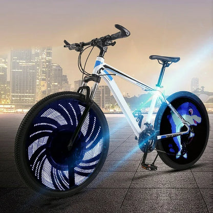 YQ8008 bike bicycle wheel lights put your photos and video into bicycle wheel screen within SD card DIY programming