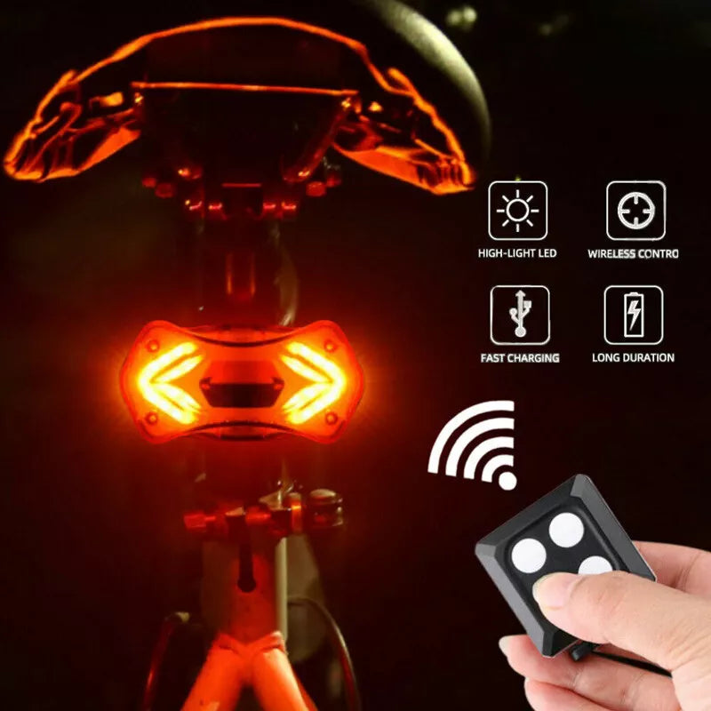 Laser LED Bicycle USB Indicator Bike Rear Tail Turn Signal Light With Remote