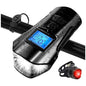 StopWatch USB Rechargeable LED Bike Front Light Headlight Horn with Speedometer